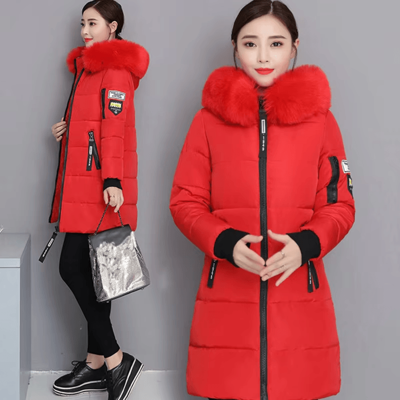 Winter Warm Fur Collar Hooded Parka Jacket