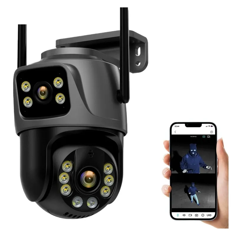 10MP PTZ IP Camera with AI Tracking – Outdoor Dual-Lens 5K Surveillance for 5G WiFi Security Monitoring