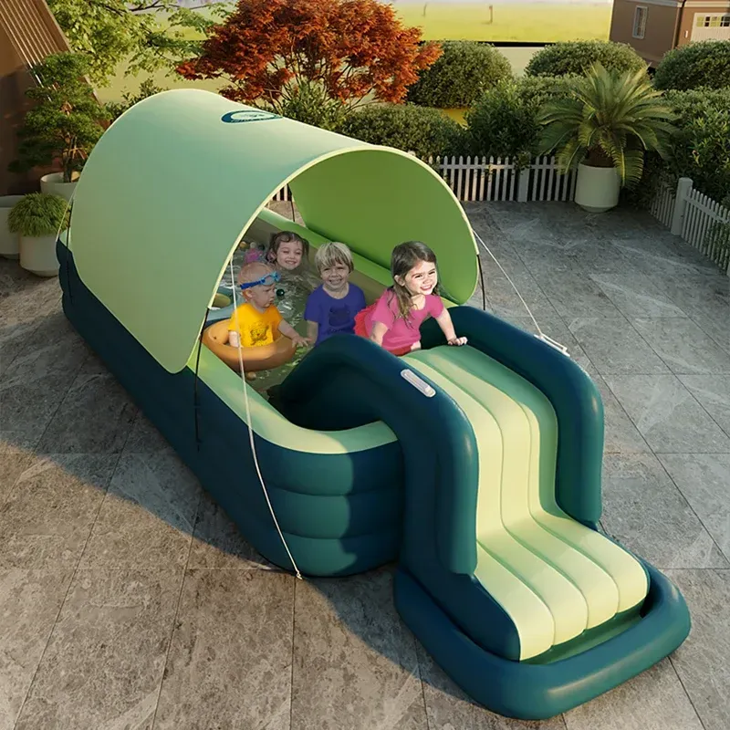 3M Large Swimming Pool-Inflating the large family outdoor pool with electric pump