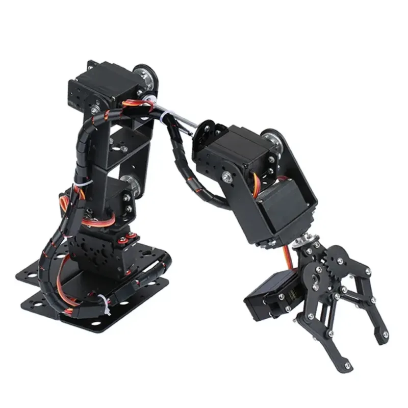 Close-up of clamp claw gripper on 6 DOF robotic arm