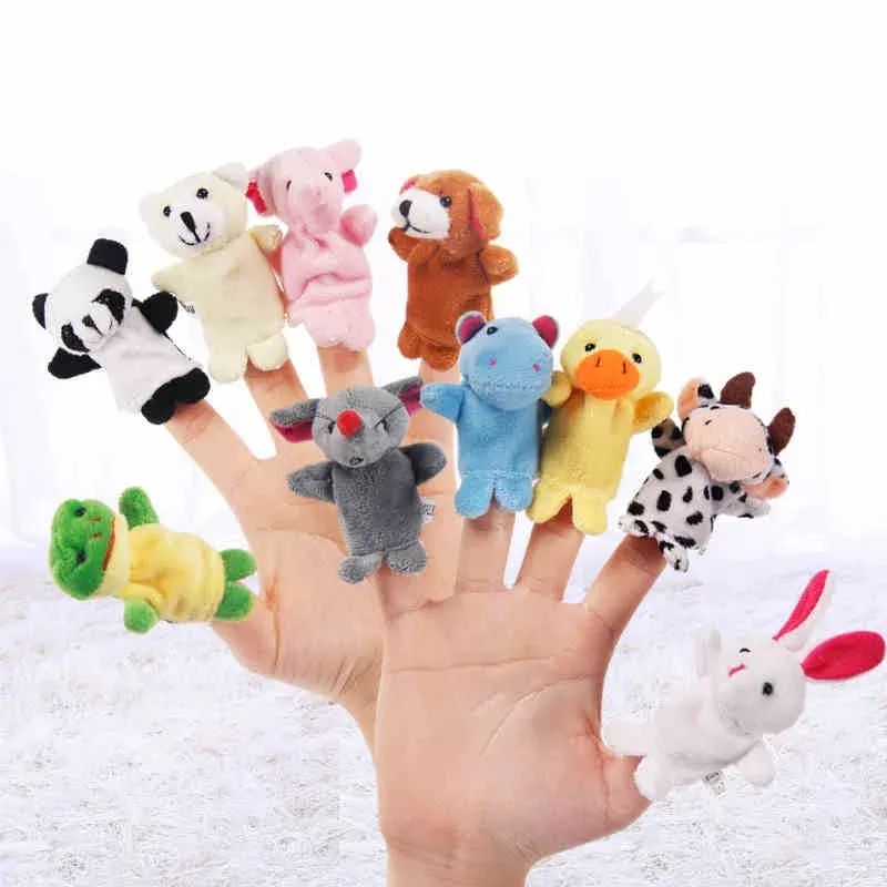 Colorful and soft animal finger puppets set, perfect for imaginative play.
