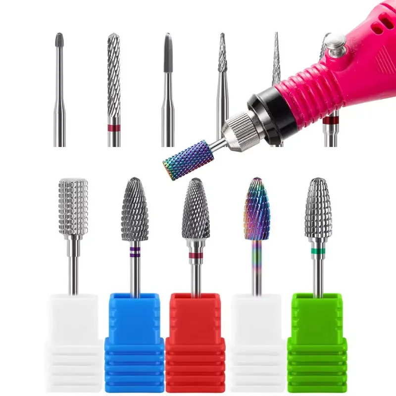 Professional tungsten carbide nail drill bits set for manicure and pedicure
