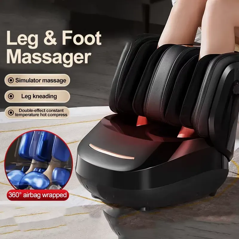 Leg and foot massager with heat and air compression for dual therapy