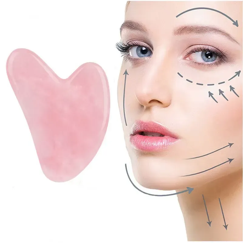 Demonstration of Gua Sha strokes on the face for lifting and contouring.