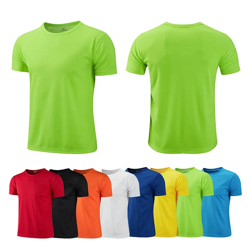 Collection of vibrant quick-dry sport shirts in various colors, perfect for athletic activities.