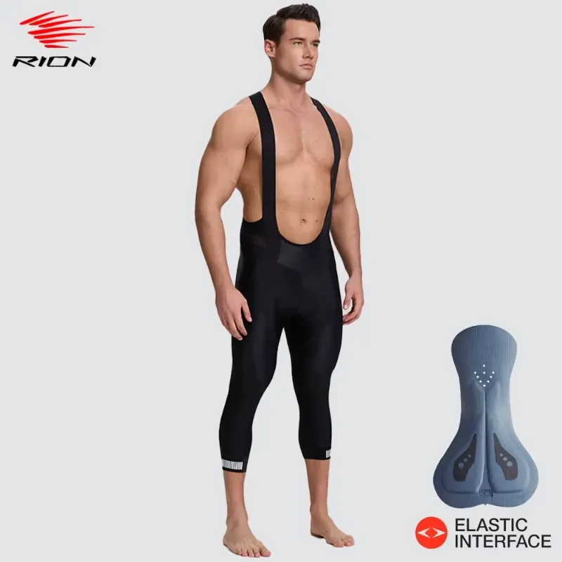 RION Cycling Shorts Men 3/4 Pants - Padded MTB and Road Biker Bib Shorts
