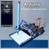 XY Plotter Robot Arm - with MG90 Drawing Sketch Board Kit - A close-up of a sleek, modular robotic arm with MG90 servos, a drawing sketch board, and programmable functionality.