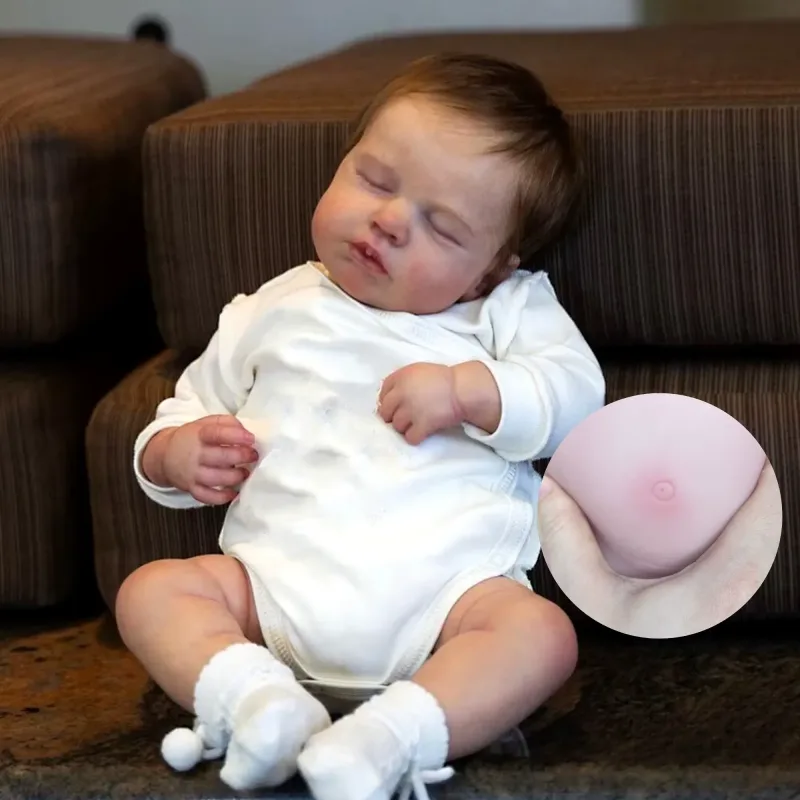 LouLou Reborn Baby Doll - 20 Inch Full Body Silicone Vinyl - A close-up of a lifelike doll with hand-painted details, soft silicone skin, and multicolor design.