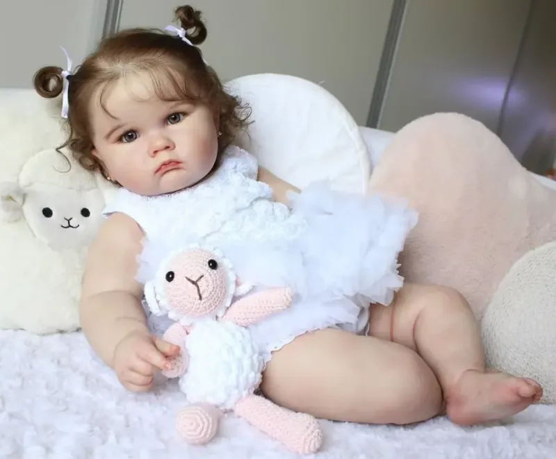 BZDOLL Realistic Reborn Baby - 24 Inch Soft Silicone Doll - A close-up of a lifelike doll with hand-painted details, soft silicone skin, and realistic proportions.