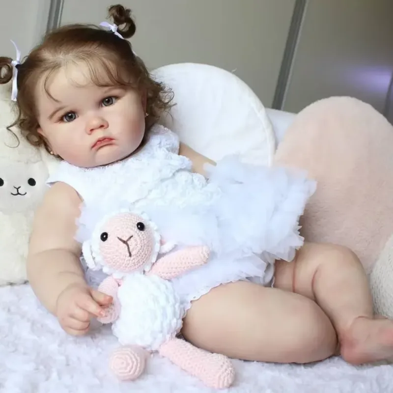 BZDOLL Realistic Reborn Baby - 24 Inch Soft Silicone Doll - A close-up of a lifelike doll with hand-painted details, soft silicone skin, and realistic proportions.
