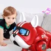 Dance Music Bulldog Robot - Intelligent Interactive Dog - A close-up of a sleek, robotic bulldog toy with vibrant LED lights, dancing movements, and interactive buttons.