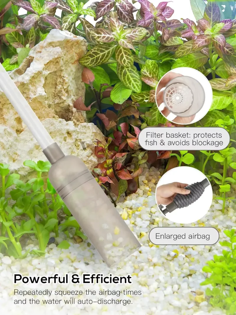 Aquarium Siphon Vacuum Cleaner - Manual Water Changer for Fish Tanks