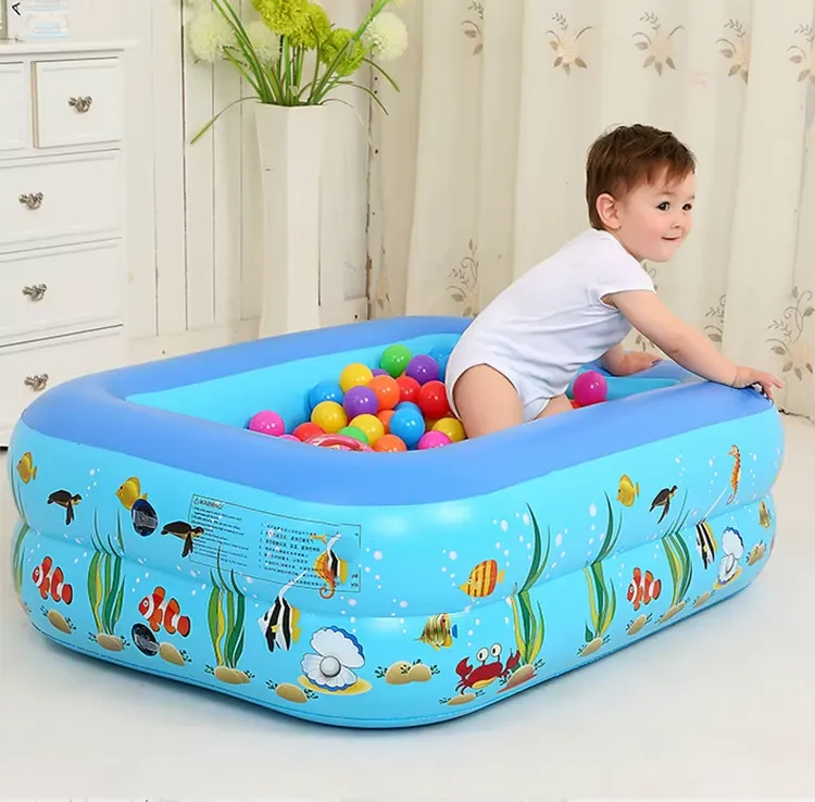 A kid Enjoying Summer Fun in Large Inflatable Pool