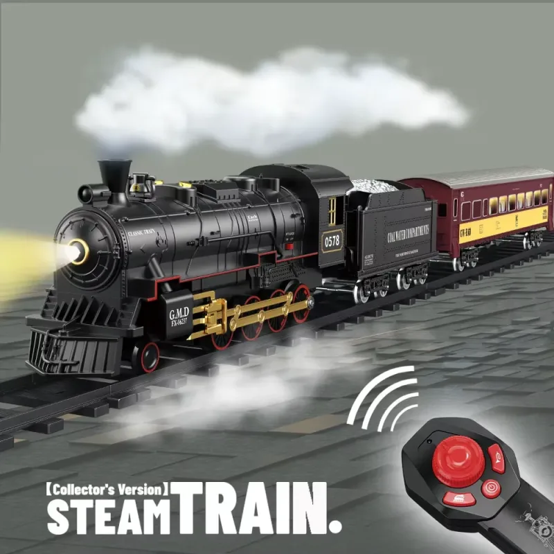 RC Retro Steam Electric Train with Remote Control and Vintage Design