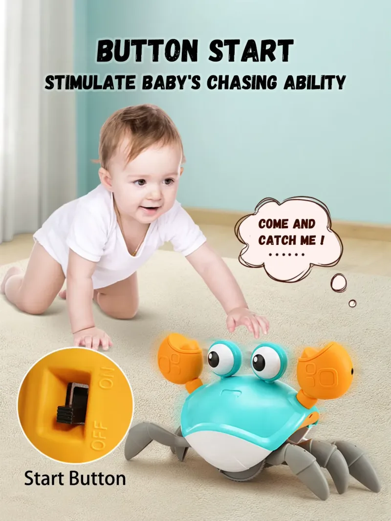 Intelligent Escape Crab Toy - Crawling Pet - A close-up of a sleek, robotic crab toy with vibrant colors, lifelike movements, and a compact design.