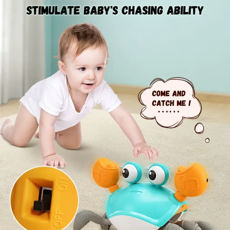 Intelligent Escape Crab Toy - Crawling Pet - A close-up of a sleek, robotic crab toy with vibrant colors, lifelike movements, and a compact design.
