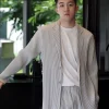 Japanese-Style Men’s Blazer – Elegant single-breasted jacket with pleated fabric design.