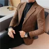 Business Male Corduroy Blazer – Vintage-inspired single-breasted jacket for men’s casual and business wear.