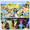 A high-powered Automatic Bubble Machine with 2 Fans releasing a large stream of bubbles at a kids’ party outdoors.