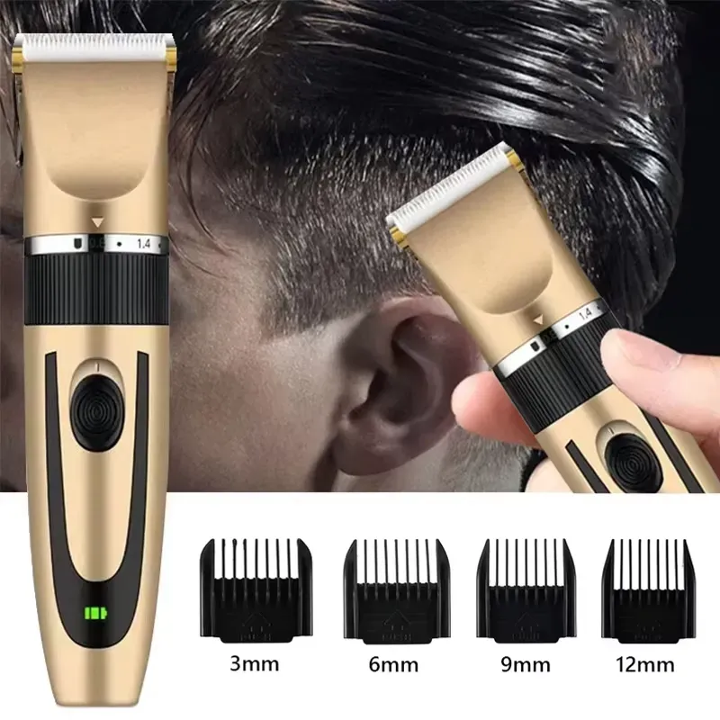 Electric Hair Trimmer for Men with stainless steel blades and adjustable nozzles