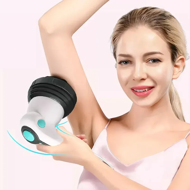 Electric massager being used on the neck for muscle relief