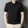 Breathable Ice Silk Polo in black, worn by a model to showcase its stylish and comfortable fit.
