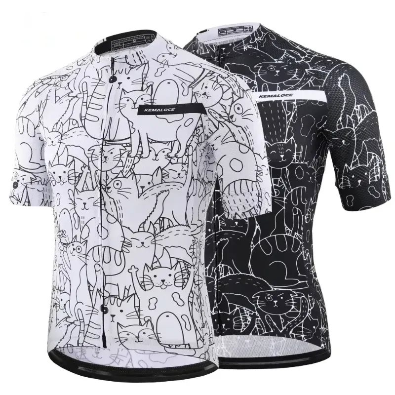 Breathable cycling jersey with full front zipper and elastic waistband