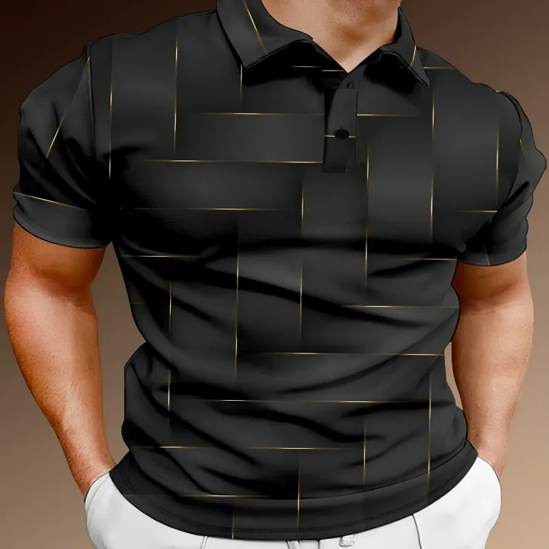 Black Geometric casual street men's clothing