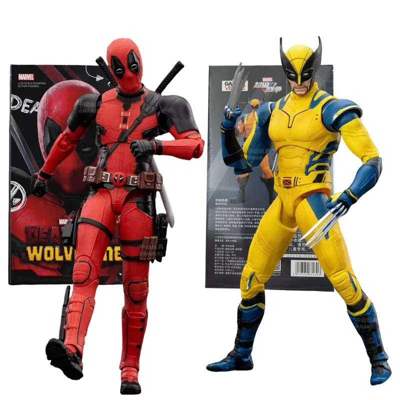 Dynamic duo of Deadpool and Wolverine action figures, ready for their next adventure.