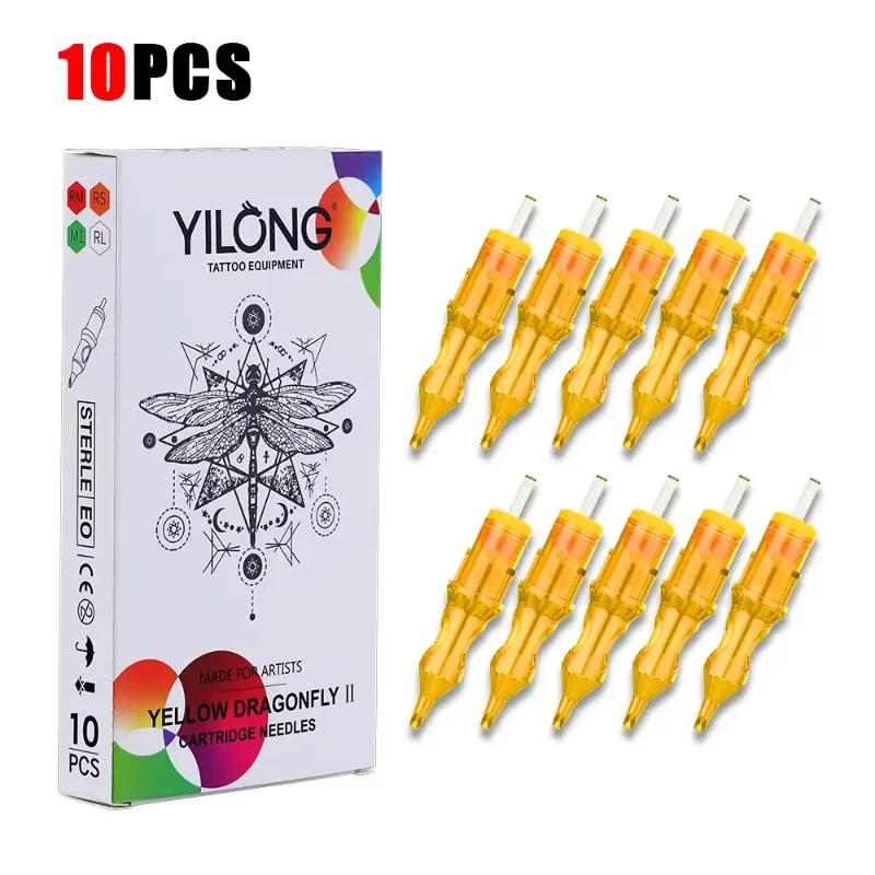 10-Pack Yilong Yellow Dragonfly II Sterile Tattoo Needles (10PCS)