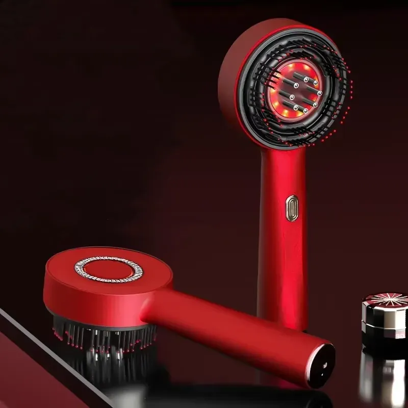 Red Light Therapy in Action - Electric Massage Comb Illuminated