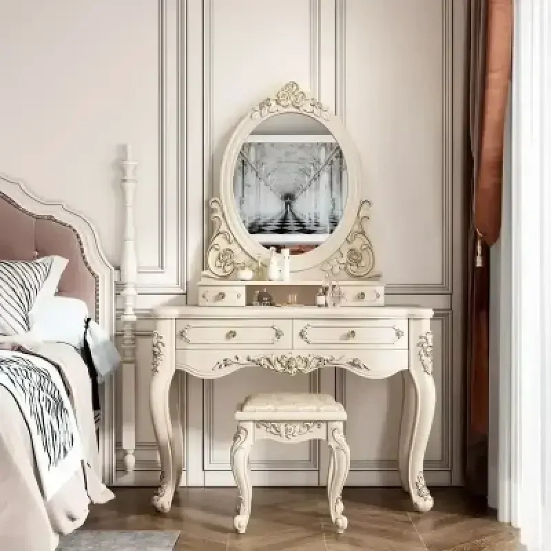 European Dressers Vanity Table Set - Elegant and Practical Makeup Desk with Mirror