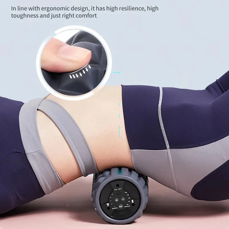 Person using an ergonomic EVA foam roller massage device for muscle relief.