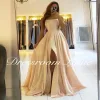FATAPAESE Prom Dress – Satin A-Line gown with high slit and scoop neckline for a sleek, elegant look.