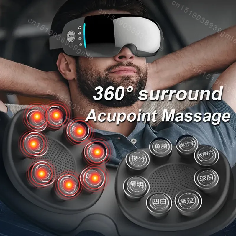 Foldable electric eye massager with vibration therapy and heat function