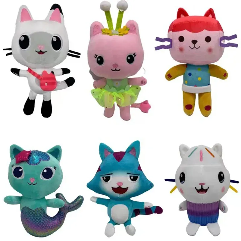 Kids playing with Gabby Dollhouse Plush Mermaid Cat Toy