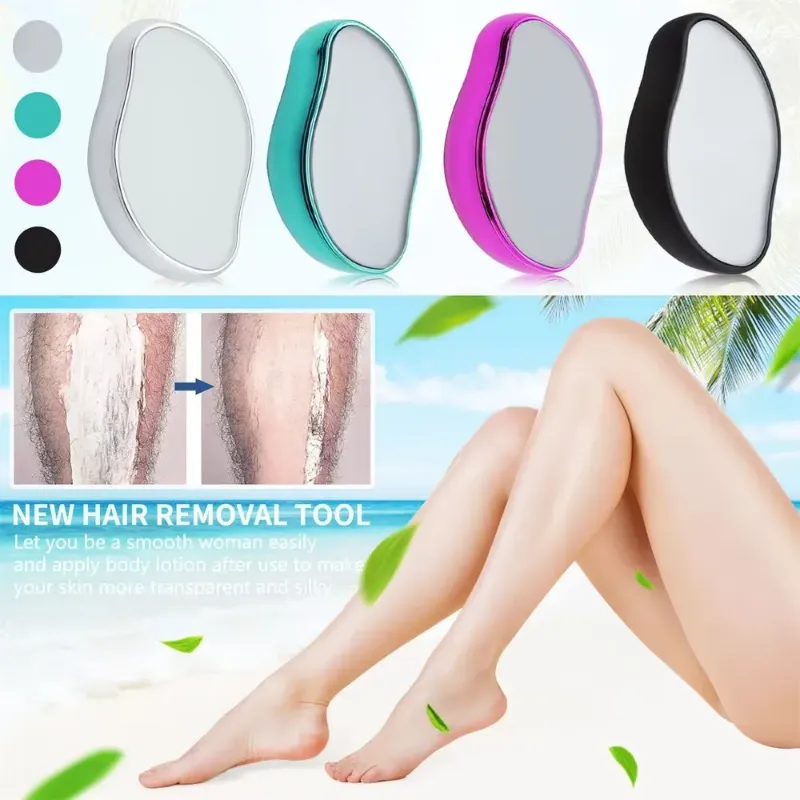 Hair Removal Tool-Using a glass epilator on legs for smooth, hair-free skin