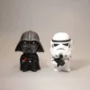 Hasbro Star Wars Dark Trooper and Stormtrooper figurines standing side by side, showcasing their unique designs.