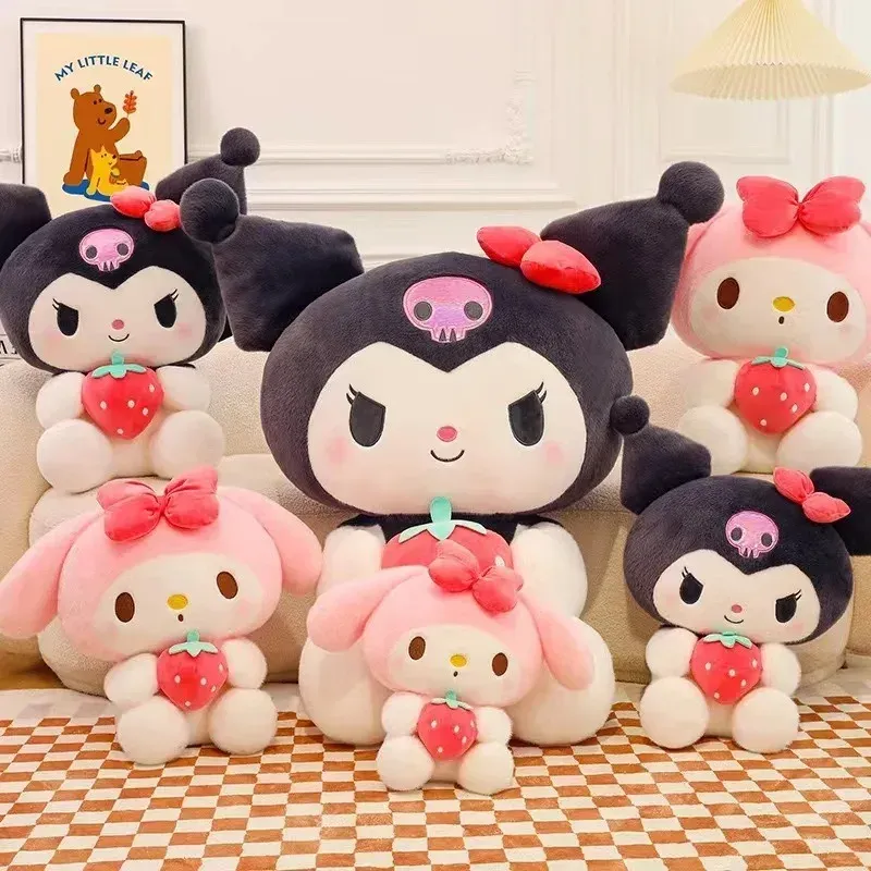 A group of Kuromi and My Melody Pillow Plushes displayed together, showcasing their charming designs.
