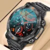 LIGE Bluetooth Watch featuring a sleek metallic strap and a vibrant, colorful digital display showcasing time, steps, heart rate, and calories burned.