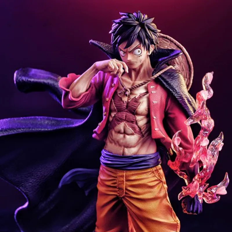 One Piece Luffy Figure with fiery energy emanating from his hand, emphasizing his combat-ready state.
