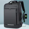 Modern Men's Business Backpack with Integrated USB Charging Port for On-the-Go Device Power.