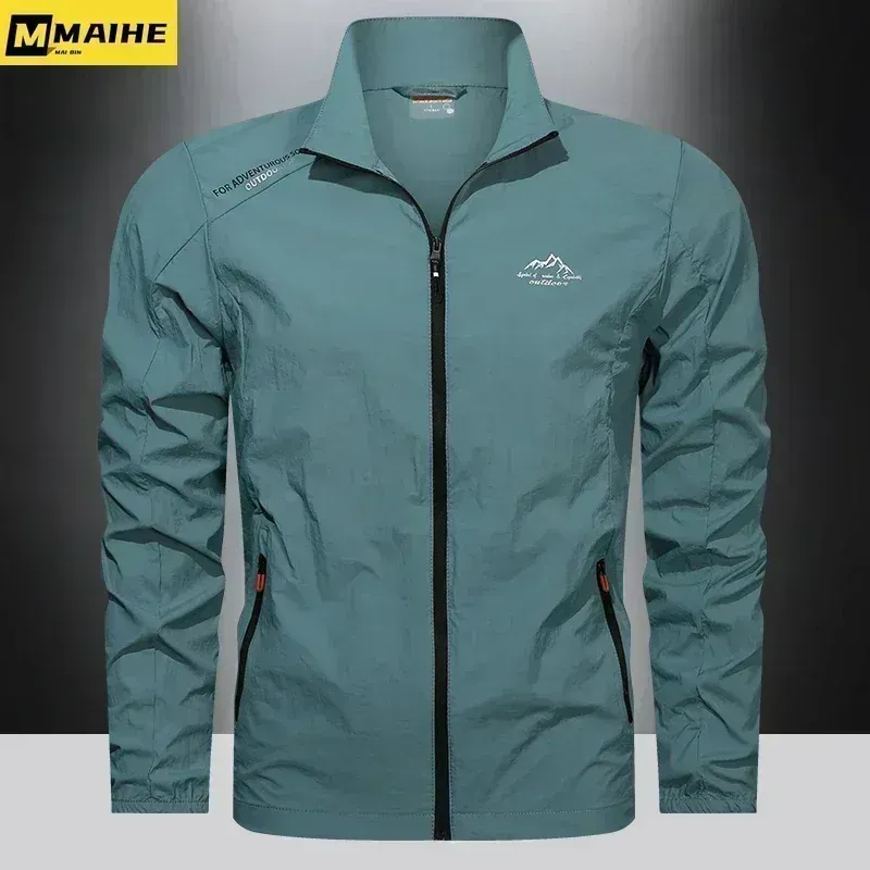 Men’s windbreaker jacket protecting against UV rays under bright sun
