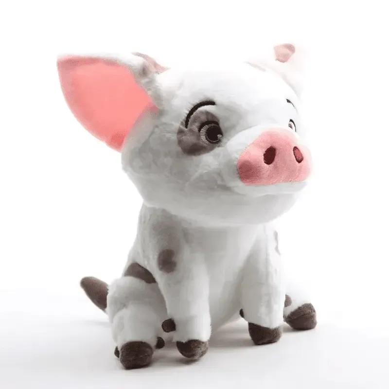Profile view of Moana Pua Plush Toy, emphasizing its cute snout and endearing expression.