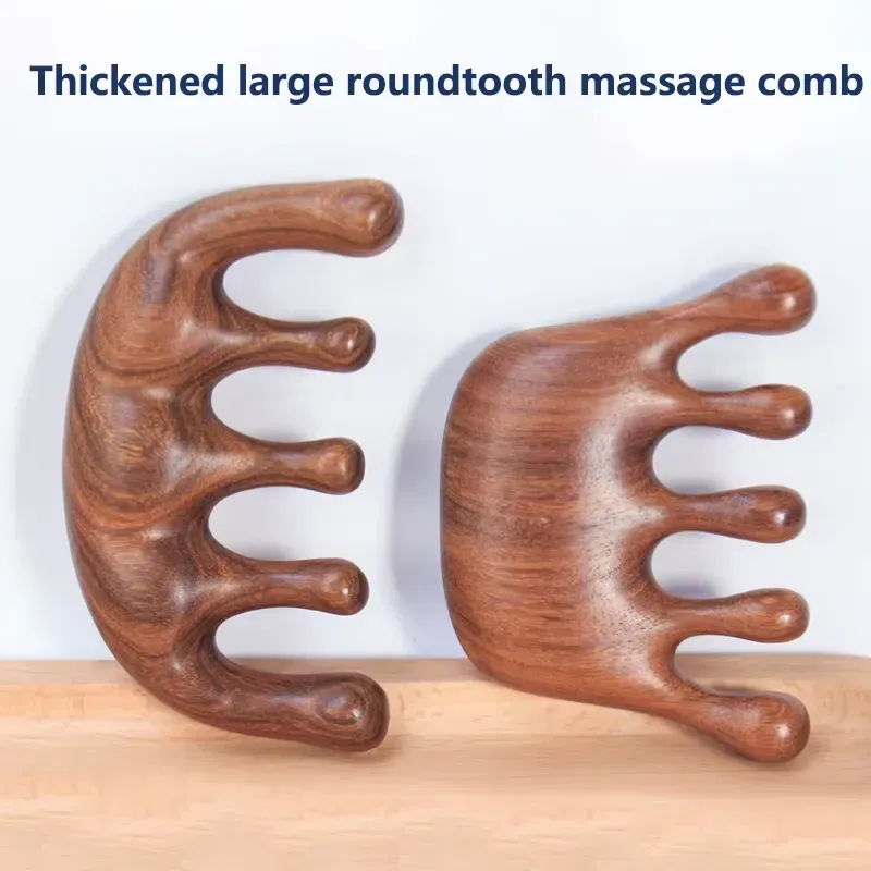 Close-up view of the vvocci Sandalwood Acupoint Massager made from premium wood.