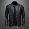 Stand Collar Leather Jacket Men - Versatile Style