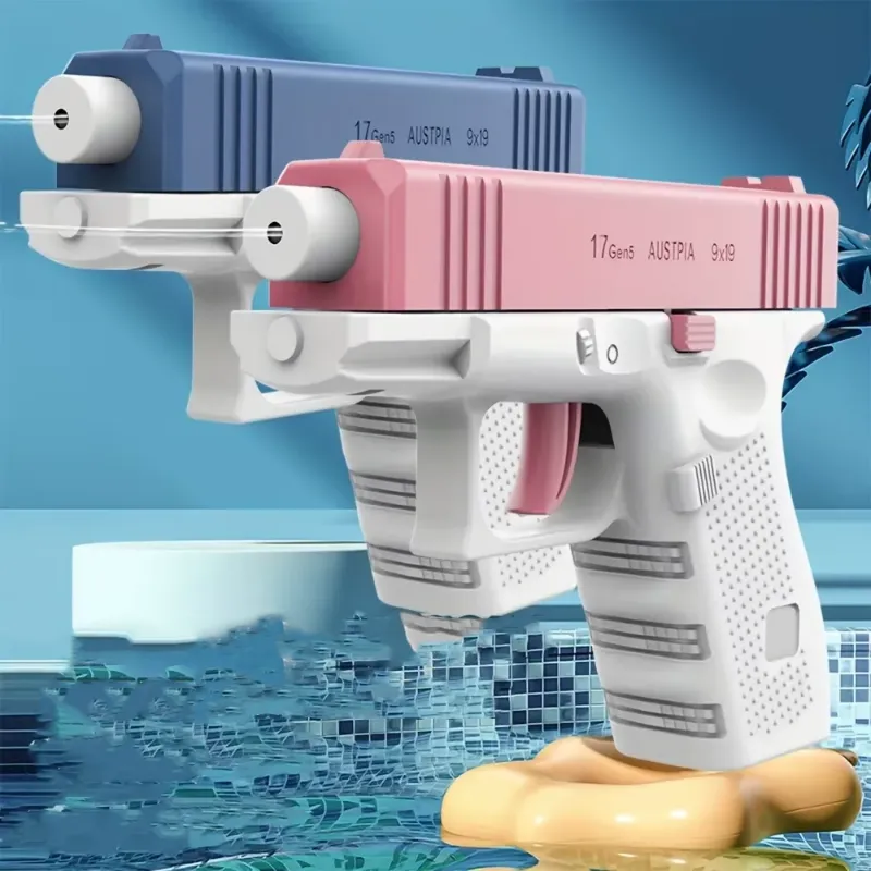 Summer water gun non-electric in blue and pink, perfect for poolside fun and outdoor play.