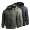 Tactical Windbreaker Jacket available in multiple colors (black, gray, beige, navy blue), highlighting its versatility and stylish design.