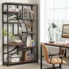 Tribesigns Industrial 5-Tier Etagere Bookcase with Metal Frame and Wood Shelves.