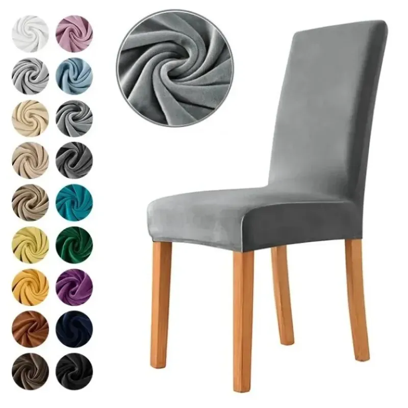 Soft velvet fabric chair cover on a modern dining chair